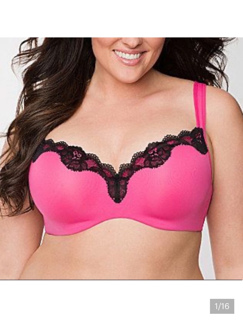 Cacique lace trim balconette bra 44C NWT pink